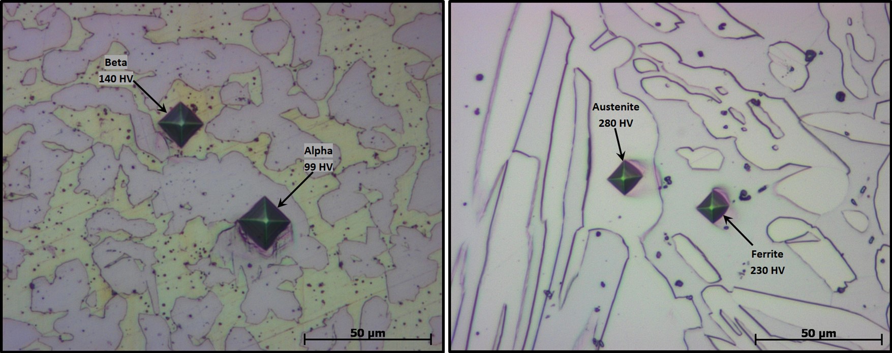 Alpha Beta Brass and Ferrite Austenite in Duplex Stainless Steel by Microshrdness