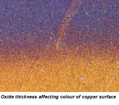 Copper colour changing due to formation of oxide