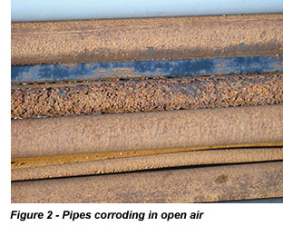 Pipes corroding in open air